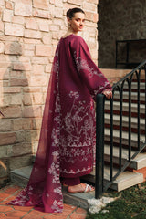 PLUM ESSENCE-3PC EMBROIDERED LAWN SUIT