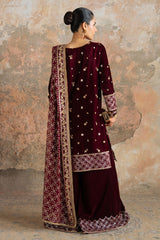 CRIMSON FLARE-3PC VELVET EMBROIDERED SUIT