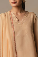 LIGHT TAUPE-3PC (SHIRT, TROUSER & DUPATTA)