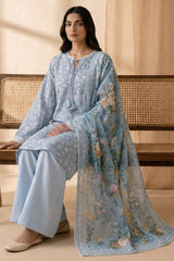 SERENE BLUE-3 PIECE PRINTED LAWN SUIT