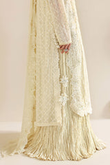 IVORY BLOOM-4PC CHIFFON EMBROIDERED SUIT