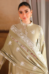 MUTED SAGE-3PC SATIN EMBROIDERED SUIT
