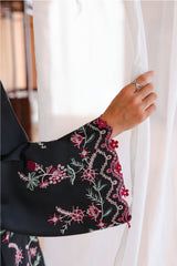 MIDNIGHT FLORA-3PC SATIN EMBROIDERED SUIT