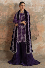 PURPLE GLAM-3PC  FANCY YARN EMBROIDERED SUIT