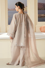 SOFT UMBER-3PC EMBROIDERED LAWN SUIT