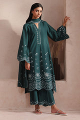 GREEN GLAM-3PC (SHIRT, TROUSER & DUPATTA)