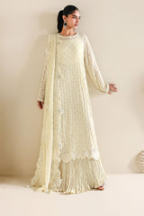IVORY BLOOM-4PC CHIFFON EMBROIDERED SUIT