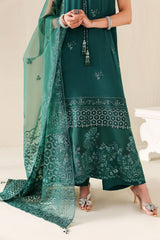 EMERALD MOSS-3PC SILK EMBROIDERED SUIT