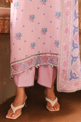 LILAC SKY-3PC SATIN PRINTED SUIT