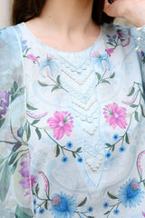 AQUA GLINT-3PC EMBROIDERED LAWN SUIT