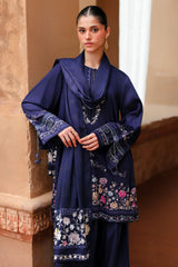 INDIGO LOOM-3PC SATIN PRINTED SUIT