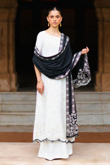 CLOUD CREAM-3PC SATIN EMBROIDERED SUIT