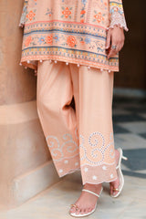 CARMINE GLOW-3PC SATIN PRINTED SUIT
