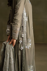 GRAY HUES-3PC VELVET EMBROIDERED SUIT
