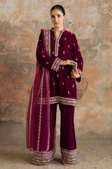 PLUM ATELIER-3PC  VELVET EMBROIDERED SUIT
