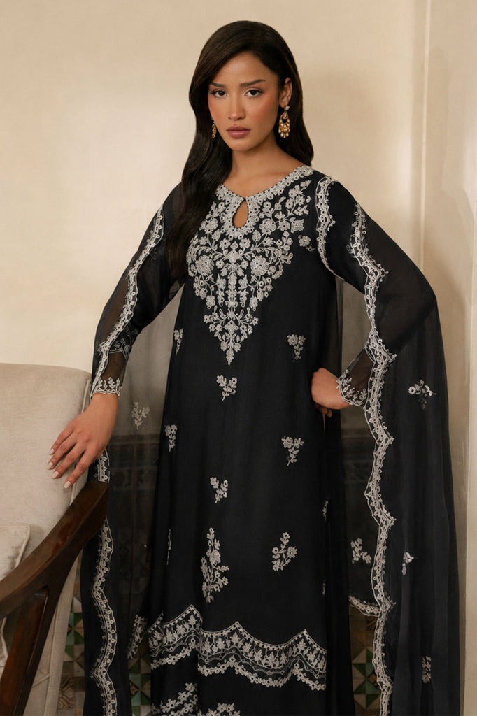 PALE BLACK-3PC (SHIRT, TROUSER & DUPATTA)