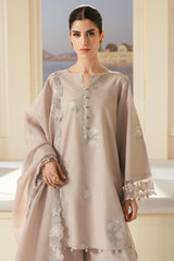 SOFT UMBER-3PC EMBROIDERED LAWN SUIT
