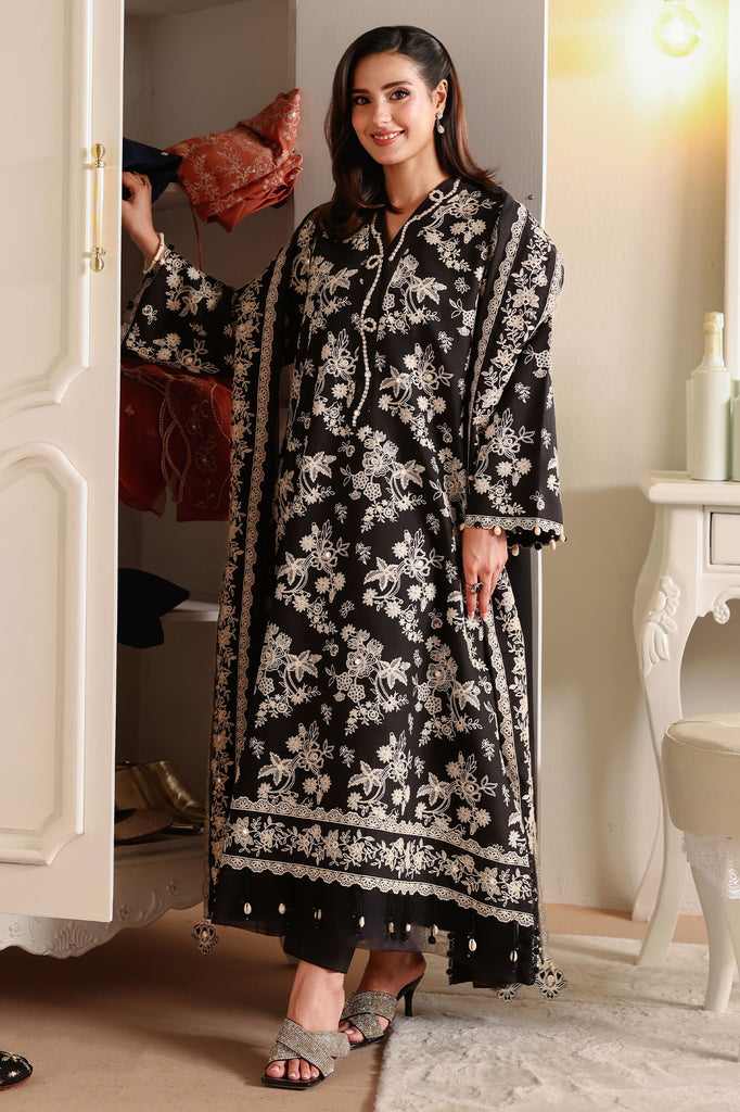 OBSIDIAN BLOOM-3PC (SHIRT, TROUSER & DUPATTA)