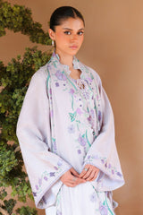 MAUVE TINT-3PC SATIN EMBROIDERED SUIT