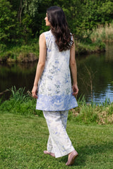 SHADOW TEAL-2 PIECE PRINTED LAWN SUIT