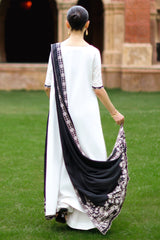 CLOUD CREAM-3PC SATIN EMBROIDERED SUIT