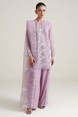 MAJESTIC VIOLET-4PC NET EMBROIDERED SUIT