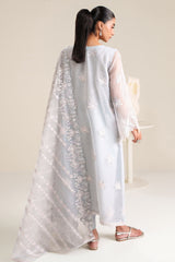ICE BLUE CHARM-4PC ORGANZA EMBROIDERED SUIT
