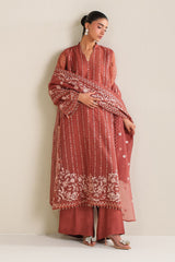 AUTUMN BLOOM-4PC ORGANZA EMBROIDERED SUIT