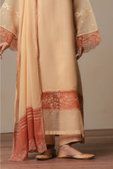 LIGHT TAUPE-3PC (SHIRT, TROUSER & DUPATTA)