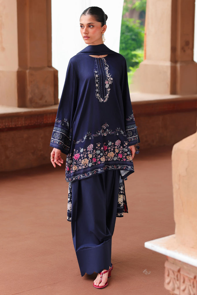 INDIGO LOOM-3PC SATIN PRINTED SUIT
