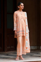 CARMINE GLOW-3PC SATIN PRINTED SUIT