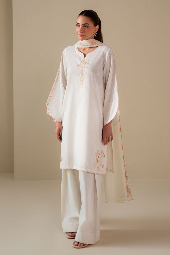 WHITE DOVE -3PC (SHIRT, TROUSER & DUPATTA)