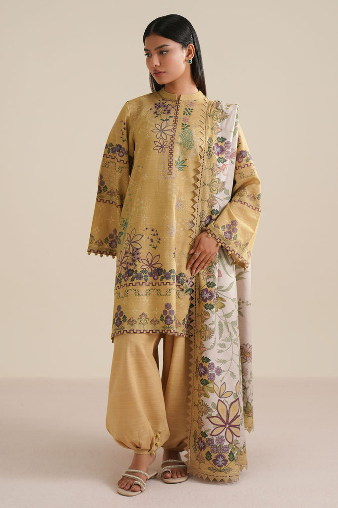 VINTAGE BLOOM-3PC KHADDAR PRINTED SUIT