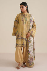 VINTAGE BLOOM-3PC KHADDAR PRINTED SUIT