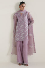 MAJESTIC VIOLET-4PC NET EMBROIDERED SUIT