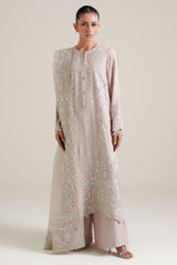 MISTY ASH -3PC SILK EMBROIDERED SUIT