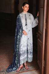 ETHNIC AZURE -3PC SATIN PRINTED SUIT