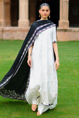 CLOUD CREAM-3PC SATIN EMBROIDERED SUIT