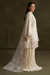 IVORY NOIR-4PC  FANCY YARN EMBROIDERED SUIT