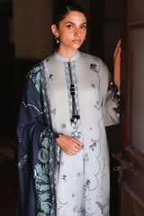 ETHNIC AZURE -3PC SATIN PRINTED SUIT