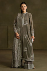 GRAY HUES-3PC VELVET EMBROIDERED SUIT