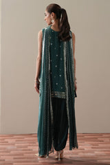 LUXE VERDANT - 4PC  CHIFFON EMBROIDERED SUIT