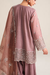 WISTFUL MAUVE-3PC SILK EMBROIDERED SUIT