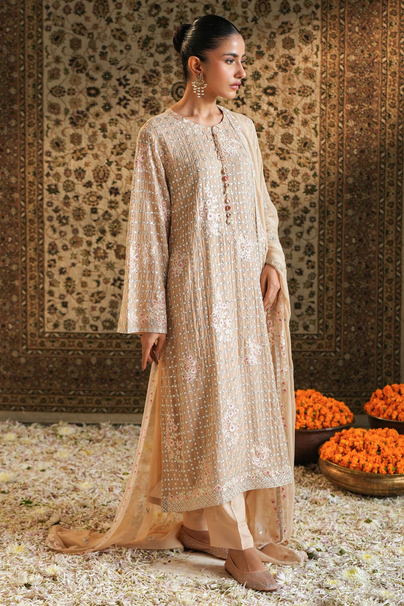 green emerald velvet dress Latest Golden Maxi Dress Pakistani for Bride Online 2021  Nameera by Farooq