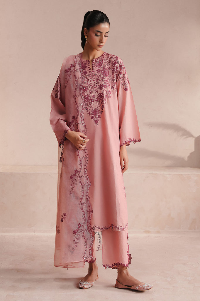 DEEP PEACH-3PC (SHIRT, TROUSER & DUPATTA)