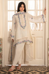 IVORY FLEUR-3PC EMBROIDERED SUIT