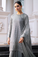GLIMMERING GRANITE-3PC CHIFFON EMBROIDERED PRET