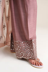 WISTFUL MAUVE-3PC SILK EMBROIDERED SUIT