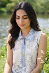 SHADOW TEAL-2 PIECE PRINTED LAWN SUIT