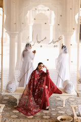 ROUGE FLARE-3PC EMBROIDERED LAWN SUIT
